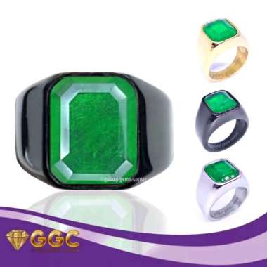 CINCIN PRIA BATU NATURAL EMERALD ZAMBRUD ZAMBIA KERREN NO 7 HITAM