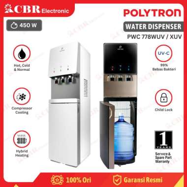 Water Dispenser POLYTRON Galon Bawah PWC 778WUV / XUV - Compressor Cooling Putih