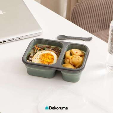 Dekoruma BOKU Tempat Makan Silikon Lipat Sekat 2 / Foldable Silicone Container Lunch Box