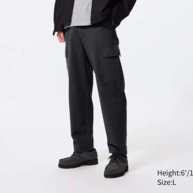 UNIQLO Celana Panjang Pria Easy Cargo Jersey Rileks black M