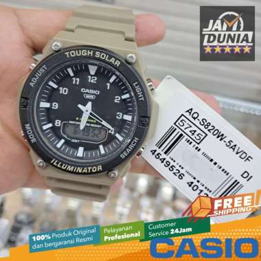 JAM PRIA CASIO ANALOG ORIGINAL RUBBER SOLAR POWERED BROWN CASIO SOLAR AQ-S280W-5AVDF CASIO AQ S280W 