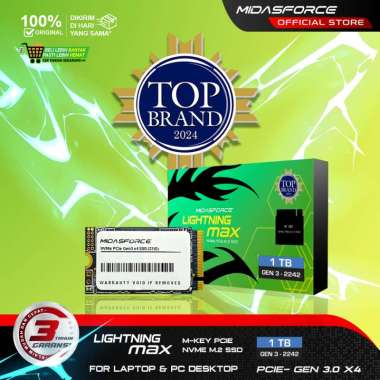 SSD M2 NVME MidasForce 1TB 2242 Lightning Max Garansi 3 Tahun SSD M.2 NVME 2242 1 TB untuk Laptop da