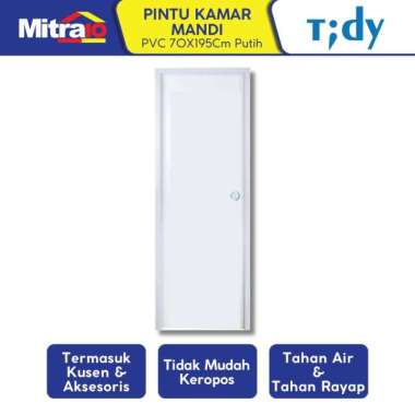 Tidy Pintu Kamar Mandi Pvc Bukaan Kiri/ Kanan 70X195 Cm Premium Putih