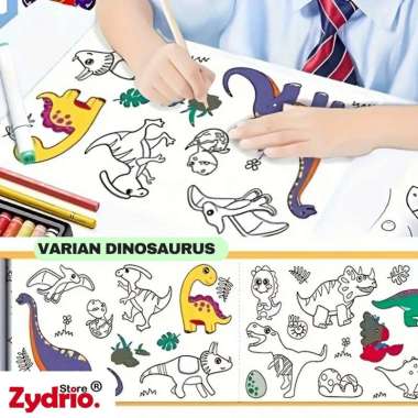 3 METER Stiker Grafitti Lembar Kertas Mewarnai Roll Gambar Tempel Sroll Gambar Dinosaurus