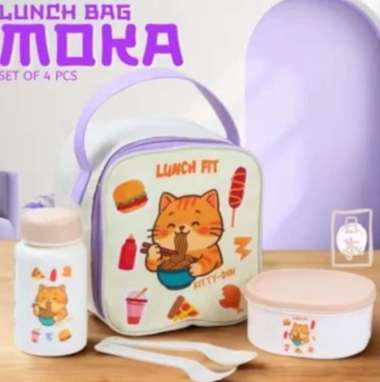 COD Tempat Makan anak Tas Bekal Anak Sekolah Set Botol motif cat panda PANDA