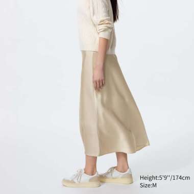UNIQLO Rok Satin Skirt Wanita Natural L