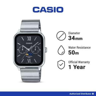 Casio General MTP-M305D-1A2VDF Jam Tangan Pria Analog Moon Phase Black Dial Stainless