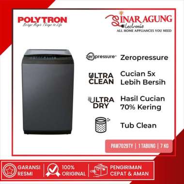 POLYTRON PAW7029TY MESIN CUCI 1 TABUNG 7KG ULTRA CLEAN ULTRA DRY ORI -