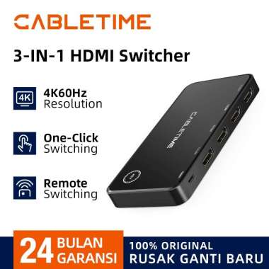 CABLETIME HDMI Switcher 3 In 1 Out 4K Premium Series CP31B