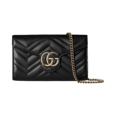 Gucci GG Marmont Wallet on Chain Matelassé Leather Black Lghw