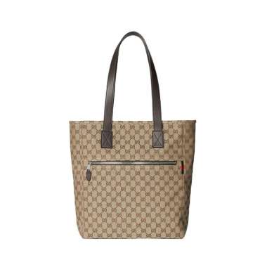 Gucci GG Canvas Large Tote Bag Beige/Dark Brown