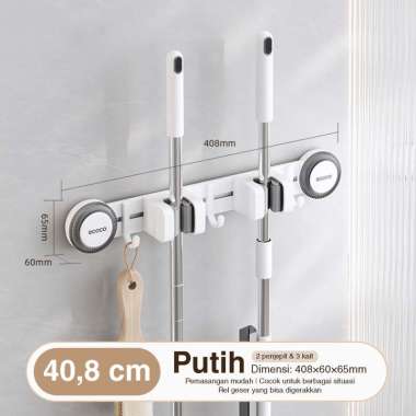 ECOCO Suction Mop Holder - Penjepit Sapu & Pel Tempel, Gantungan Mop Vakum, Holder Sapu Multifungsi,