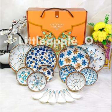 [HAMPERS LEBARAN] Eiko set / Eiko Japanese style bowl and plate Azra 16pcs