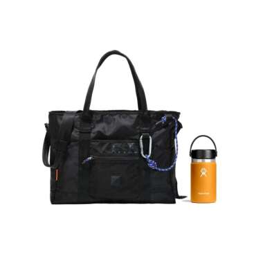 SYMA. Miles Tote Bag Black + Hydro Flask Wide Mouth Flex Cap Fossil Botol Minum 12 Oz