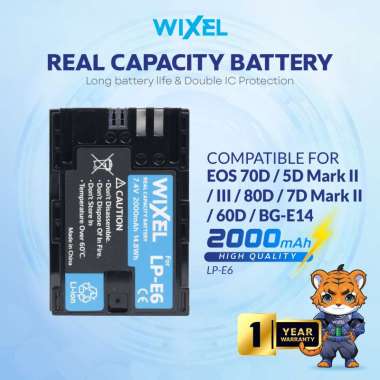 WIXEL Baterai Kamera LP-E6 for Canon EOS 70D / 5D Mark II and III / 80D / 7D Mark II / 60D / 6D / 7D