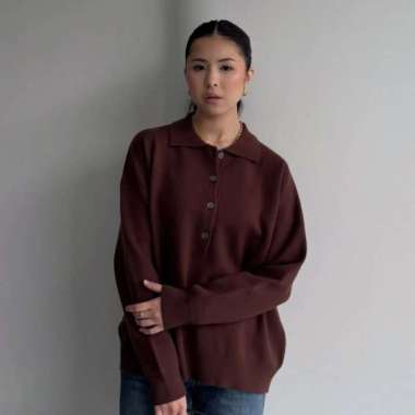 GONEGANI OFFICIAL - Atasan Sweater Wanita Bahan Knit Premium Lacos Sweater Magenta
