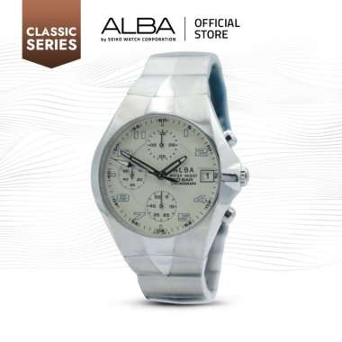 Alba Classic Jam Tangan Vintage Unisex AJN073 / AJN073X1 Quartz Ivory Dial Stainless Steel Strap Wat