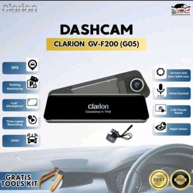 Dvr spion clarion GV-F200 G05 dashcam clarion 9.66 inch 4K+support wifi+ADAS free memory 64GB