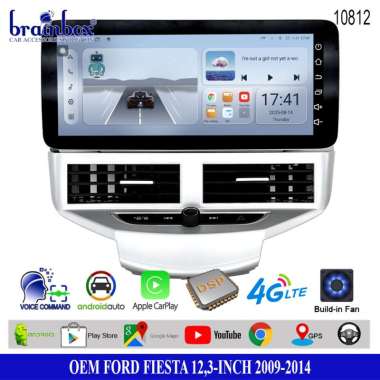 Brainbox Headunit Android 12,3 Inch Ford Fiesta 2009-2014 8GB + 128GB Head Unit TV Mobil 2 Din Doubl