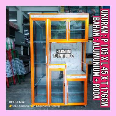 RAK PIRING ALUMUNIUM RODA KACA RIBEN RAK SAYUR ALUMUNIUM RODA KACA FREE ONGKIR SERANG KOTA