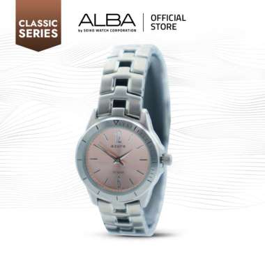 Alba Azure Jam Tangan Vintage Wanita ATC013 / ATC013X1 Quartz Pink Dial Stainless Strap Watch