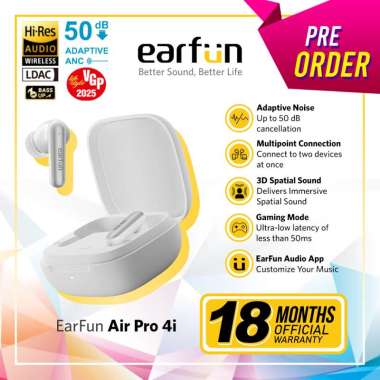 EarFun Air Pro 4i - Noise Free ANC TWS with 6 AI ENC Mic for Clear Sound White