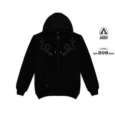 Aerostreet Hoodie Zipper Serpent Hitam Sweater Jumper CCAAA XL