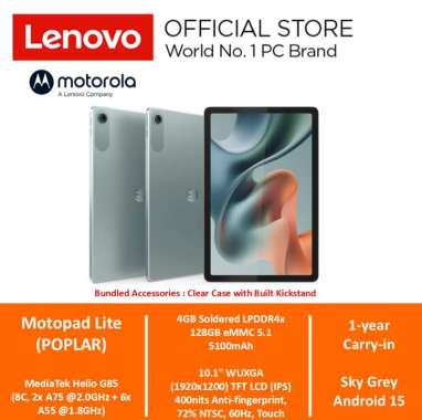 Motorola Motopad Lite (POPLAR) MediaTek Helio G85 4GB 128GB Android 15 10.1" WUXGA IPS 1Y Carry-in