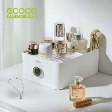 ECOCO Desktop Organizer - Tempat Penyimpanan Dengan Penutup Rak Kosmetik Rak Kosmetik Multifungsi St