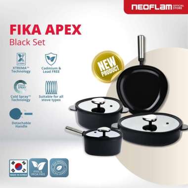 NEOFLAM FIKA APEX SET Black - Panci Wajan Teflon Set Anti Gores & Ceramic Coating