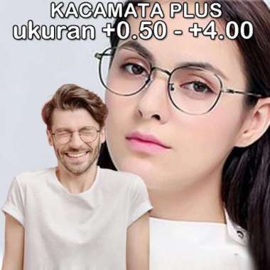 Kacamata Baca PLUS uk +0.50 s/d +4.00 Kaca mata Plus Oval Pria wanita - +2.75
