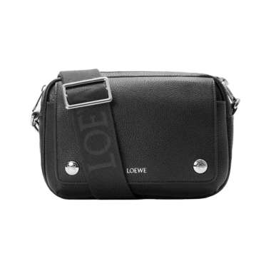 Loewe Small Pebble Messenger Bag In Supple Grained Calfskin Black