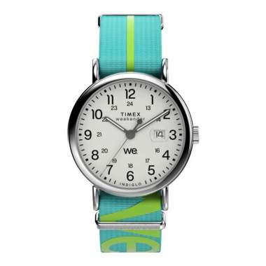 Jam Tangan Unisex Timex Weekender TW2W99600 Indiglo White Dial Blue Fabric Strap