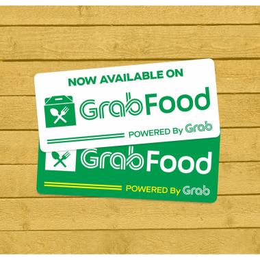 Sticker G0 F00D Vinyl 2 pcs. Stiker Tahan Air 16 x 7 cm. 2 pcs sticker Grabfood Putih Hijau