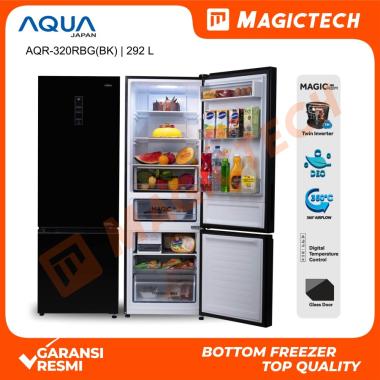 Aqua AQR-320RBG(BK) Kulkas 2 Pintu Bottom Freezer