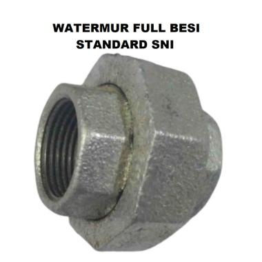 Watermoor Besi 2 inch Fitting Pipa Ledeng Union Socket Drat Dalam