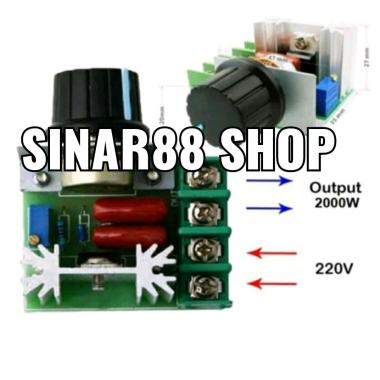 DIMMER SCR 2000w REGULATOR VOLTASE 220v AC MOTOR GURINDA BOR SPEED CONTROLER KONTROLER PWM SPIID SPI