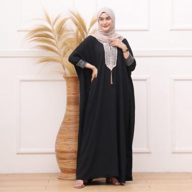 Kaftan Arabian Renda Jumbo Crinkle Airflow Premium Gamis Maxy Dress Kekinian LD 180 cm Hitam