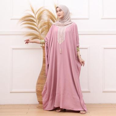 Kaftan Arabian Renda Jumbo Crinkle Airflow Premium Gamis Maxy Dress Kekinian LD 180 cm Dusty
