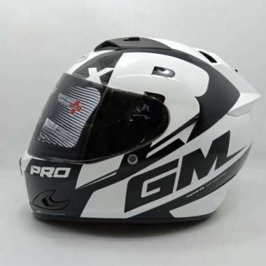Helm Full Face Gm Race Pro Zr650 White Black Hitam Putih Glossy Smoke M