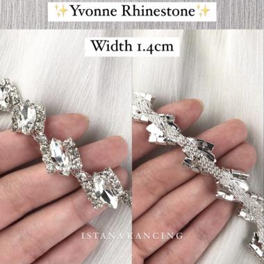 Payet Rangkai Mutiara Swarovski Mewah Rantai Kristal Premium Import Yvonne Silver