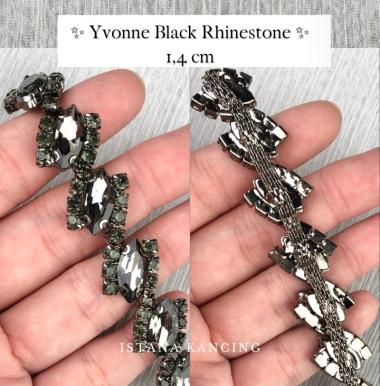 Payet Rangkai Mutiara Swarovski Mewah Rantai Kristal Premium Import Yvonne Black