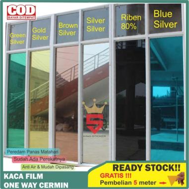 Stiker Kaca Film Jendela Rumah Sticker One Way Cermin Satu Arah warna silver red