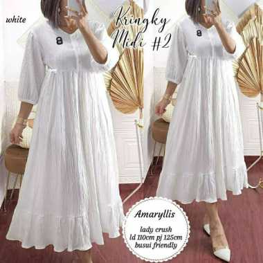 JESLA FASHION KRINGKY MIDI DRESS BAHAN CRINKLE AIR FLOW MIDI DRESS WANITA JUMBO TUNIK CRINKLE MIDI D