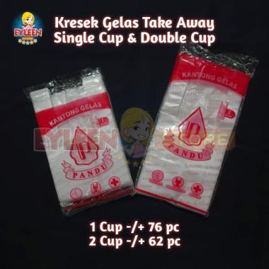 Kantong Plastik Double Cup | Kantong Kresek Gelas Take Away 2 Cup 1 Gelas