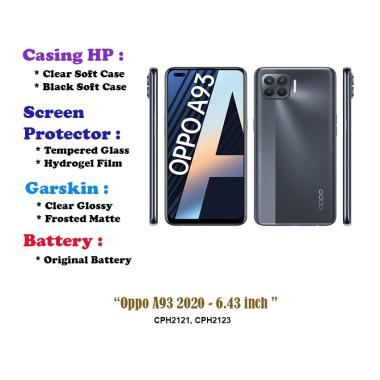Oppo A93 2020 - 6.43 inch - Case - Screen Protector - Battery - Dll Black Soft case