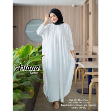 Ariana Kaftan Wanita Jumbo Crinkle Airflow Premium Gamis Terbaru Polos Bigsize Baju Wanita Muslim Ke