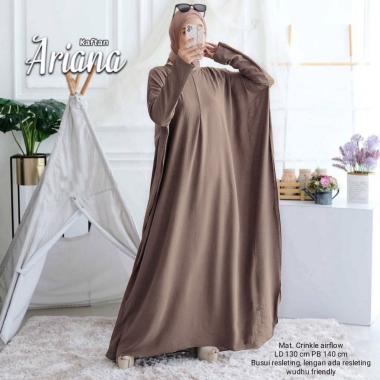 Ariana Kaftan Wanita Jumbo Crinkle Airflow Premium Gamis Terbaru Polos Bigsize Baju Wanita Muslim Ke