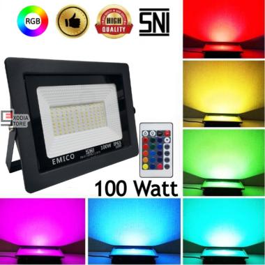 Lampu Sorot Smd Led 100 Watt Ip65 Lampu Tembak Floodlight - Rgb Remote 100 Watt RGB