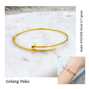 terbaru gelang wanita model paku stylish limited emas asli